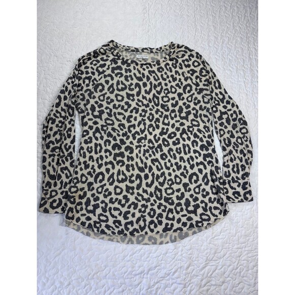 Grayson Threads Leopard Animal Print Soft Knit Long Sleeve Blouse size xl - Picture 1 of 5